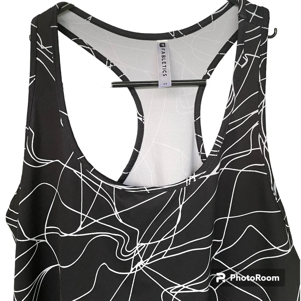 Fabletics Tank Top Women's Size M Black & White Racerback Athletic Activewear - Picture 5 of 6